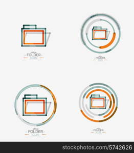 Folder logo, stamp. Accounting binder. Minimal line design