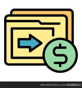 Folder money icon outline vector. Bank app. Mobile bank color flat. Folder money icon vector flat