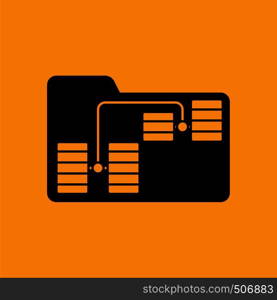 Folder Network Icon. Black on Orange background. Vector illustration.