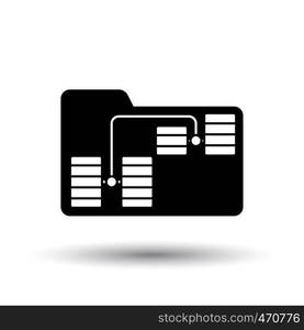 Folder Network Icon. Black on White Background With Shadow. Vector Illustration.