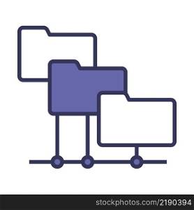 Folder Network Icon. Editable Bold Outline With Color Fill Design. Vector Illustration.