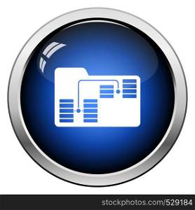 Folder Network Icon. Glossy Button Design. Vector Illustration.