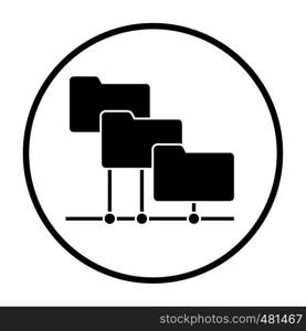 Folder Network Icon. Thin Circle Stencil Design. Vector Illustration.