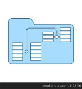 Folder Network Icon. Thin Line With Blue Fill Design. Vector Illustration.