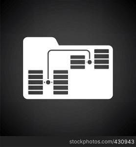 Folder Network Icon. White on Black Background Design. Vector Illustration.