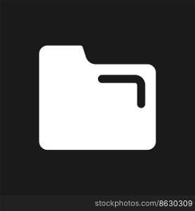 Folder pixel dark mode glyph ui icon. Files storage. Digital information. User interface design. White silhouette symbol on black space. Solid pictogram for web, mobile. Vector isolated illustration. Folder pixel dark mode glyph ui icon