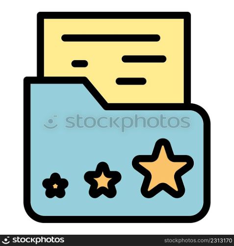 Folder product review icon. Outline folder product review vector icon color flat isolated. Folder product review icon color outline vector