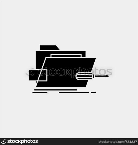 Folder, repair, skrewdriver, tech, technical Glyph Icon. Vector isolated illustration. Vector EPS10 Abstract Template background