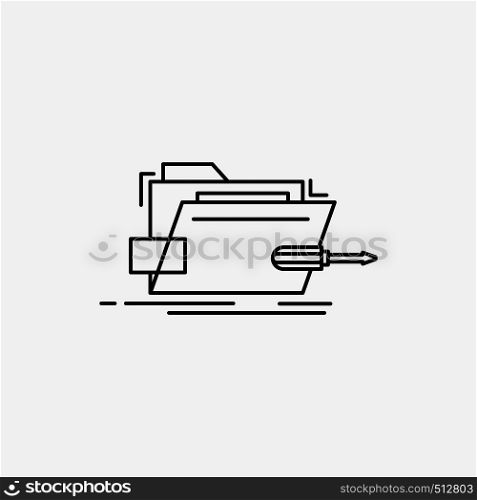 Folder, repair, skrewdriver, tech, technical Line Icon. Vector isolated illustration. Vector EPS10 Abstract Template background