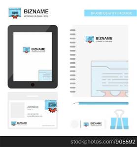 Folder setting Business Logo, Tab App, Diary PVC Employee Card and USB Brand Stationary Package Design Vector Template