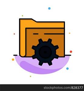 Folder, Setting, Gear, Computing Abstract Flat Color Icon Template