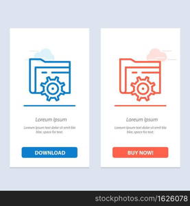 Folder, Setting, Gear, Computing  Blue and Red Download and Buy Now web Widget Card Template