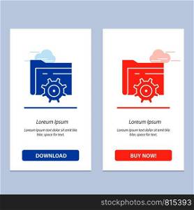 Folder, Setting, Gear, Computing Blue and Red Download and Buy Now web Widget Card Template