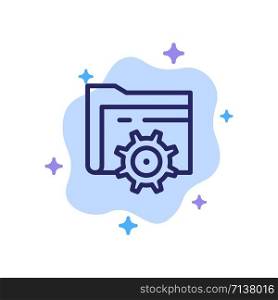 Folder, Setting, Gear, Computing Blue Icon on Abstract Cloud Background