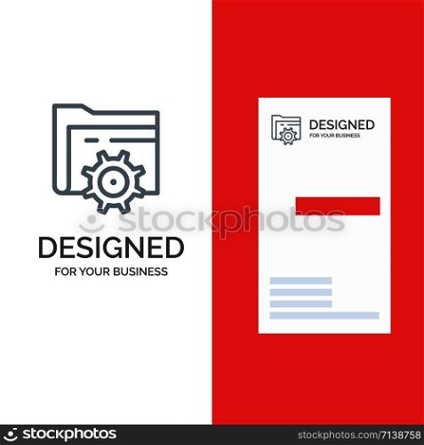 Folder, Setting, Gear, Computing Grey Logo Design and Business Card Template
