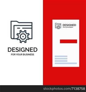 Folder, Setting, Gear, Computing Grey Logo Design and Business Card Template