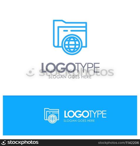 Folder, Storage, Fie, Globe Blue Logo Line Style