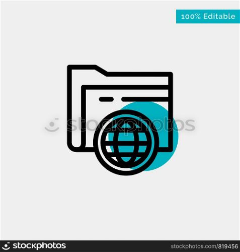 Folder, Storage, Fie, Globe turquoise highlight circle point Vector icon