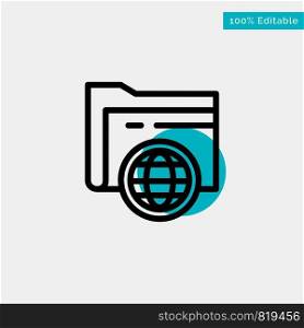 Folder, Storage, Fie, Globe turquoise highlight circle point Vector icon