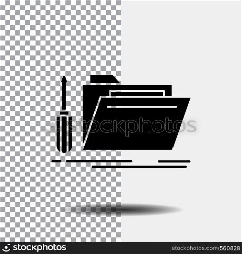 folder, tool, repair, resource, service Glyph Icon on Transparent Background. Black Icon. Vector EPS10 Abstract Template background