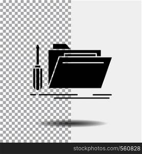 folder, tool, repair, resource, service Glyph Icon on Transparent Background. Black Icon. Vector EPS10 Abstract Template background