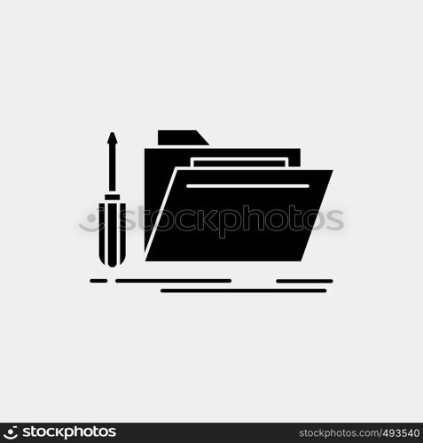 folder, tool, repair, resource, service Glyph Icon. Vector isolated illustration. Vector EPS10 Abstract Template background