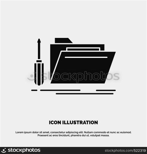folder, tool, repair, resource, service Icon. glyph vector gray symbol for UI and UX, website or mobile application. Vector EPS10 Abstract Template background