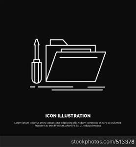 folder, tool, repair, resource, service Icon. Line vector symbol for UI and UX, website or mobile application. Vector EPS10 Abstract Template background