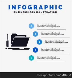 folder, tool, repair, resource, service Infographics Template for Website and Presentation. GLyph Gray icon with Blue infographic style vector illustration.. Vector EPS10 Abstract Template background
