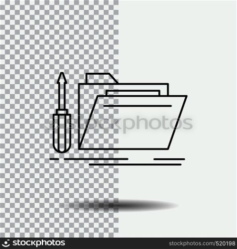 folder, tool, repair, resource, service Line Icon on Transparent Background. Black Icon Vector Illustration. Vector EPS10 Abstract Template background