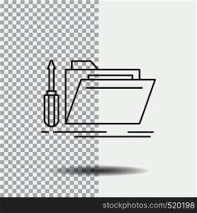 folder, tool, repair, resource, service Line Icon on Transparent Background. Black Icon Vector Illustration. Vector EPS10 Abstract Template background