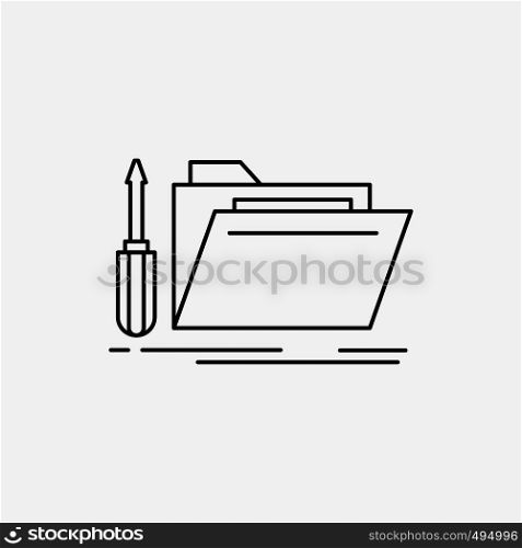 folder, tool, repair, resource, service Line Icon. Vector isolated illustration. Vector EPS10 Abstract Template background