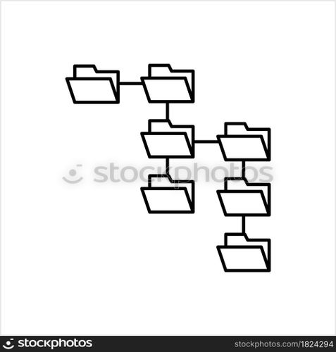 Folder Tree Icon, Directory Structure Icon, Folder Structure Hierarchy, Folder Sub Folder Absolute Path Diagram Metaphor Vector Art Illustration