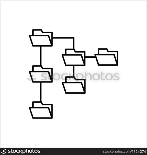 Folder Tree Icon, Directory Structure Icon, Folder Structure Hierarchy, Folder Sub Folder Absolute Path Diagram Metaphor Vector Art Illustration