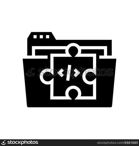 folder with program code files glyph icon vector. folder with program code files sign. isolated contour symbol black illustration. folder with program code files glyph icon vector illustration