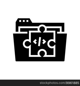 folder with program code files glyph icon vector. folder with program code files sign. isolated contour symbol black illustration. folder with program code files glyph icon vector illustration