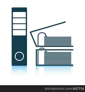 Folders with clip icon. Shadow reflection design. Vector illustration.
