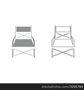 Folding chair grey set icon .