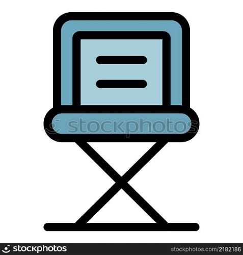 Folding chair icon. Outline folding chair vector icon color flat isolated. Folding chair icon color outline vector