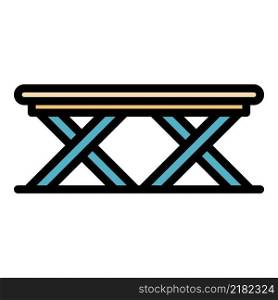 Folding deck chair icon. Outline folding deck chair vector icon color flat isolated. Folding deck chair icon color outline vector
