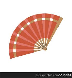 Folding fan. Vintage accessory. flat vector illustration