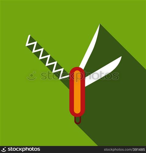 Folding knife icon. Flat illustration of folding knife vector icon for web. Folding knife icon, flat style