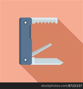 Folding multitool icon flat vector. Army knife. C&ing kit. Folding multitool icon flat vector. Army knife