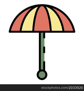 Folding parasol icon. Outline folding parasol vector icon color flat isolated. Folding parasol icon color outline vector