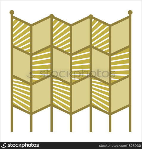 Folding Screen Divider Icon, Space Divider Into Separate Distinct Areas Vector Art Illustration