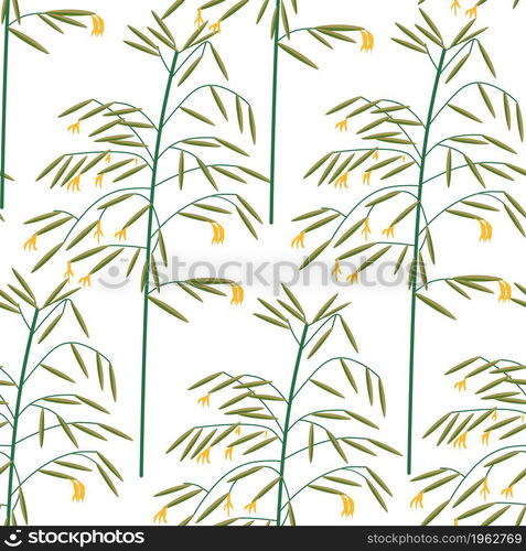 Foliage and flora of spring or summer, simple feminine bouquet of flowers and leaves. Botany ornament motif. Seamless pattern or background, print or repeatable wallpaper. Vector in flat style. Summer or spring foliage and flowers print vector