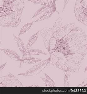 Foliage and flowers, flora and botany decoration. Blooming and flourishing plants, nature and blossom of spring and summer. Seamless pattern, wallpaper or background print. Vector in flat style. Flowers and foliage, leaves and botany pattern