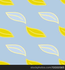 Foliage seamless pattern in creative bright style seamless pattern. Doodle yellow and white leaves on blue background. Designed for fabric design, textile print, wrapping, cover. Vector illustration.. Foliage seamless pattern in creative bright style seamless pattern. Doodle yellow and white leaves on blue background.