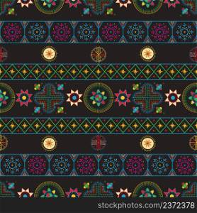 Folk art vector pattern inspired by Estonian Mulgi embroidery