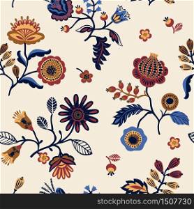 Folk floral seamless pattern. Modern abstract design for,paper, cover, fabric and other users. Folk floral seamless pattern.